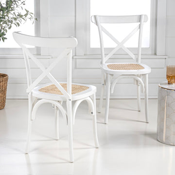 Cassis Traditional X-Back Wood Rattan Dining Chair - JONATHAN Y